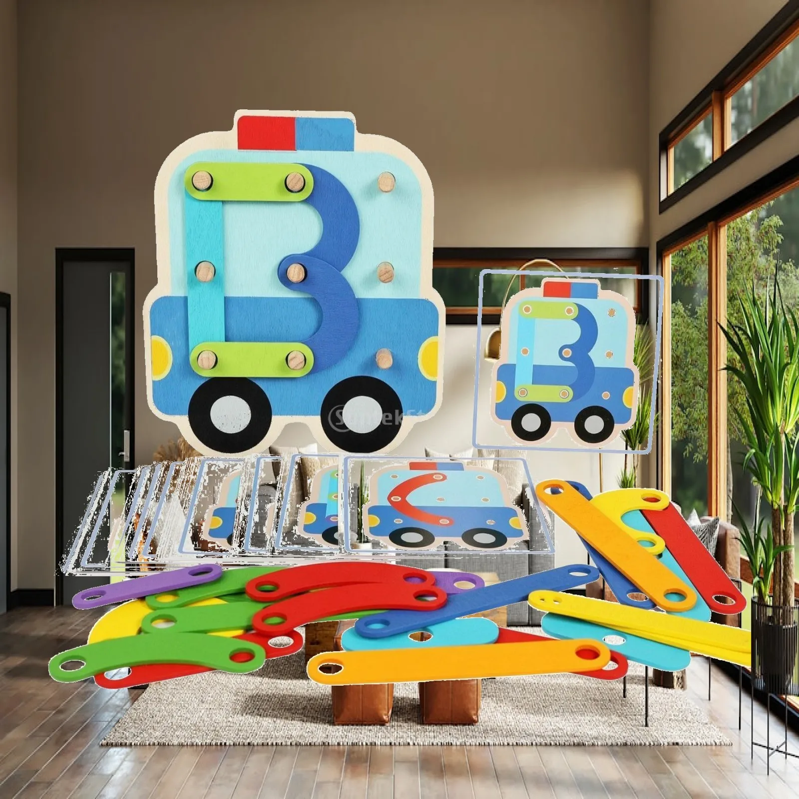 Wooden Pegboard Puzzle Hands-on Pegboard Puzzle Shape Matching Toy Geometric Game Colorful for Toddlers, Home, Preschool