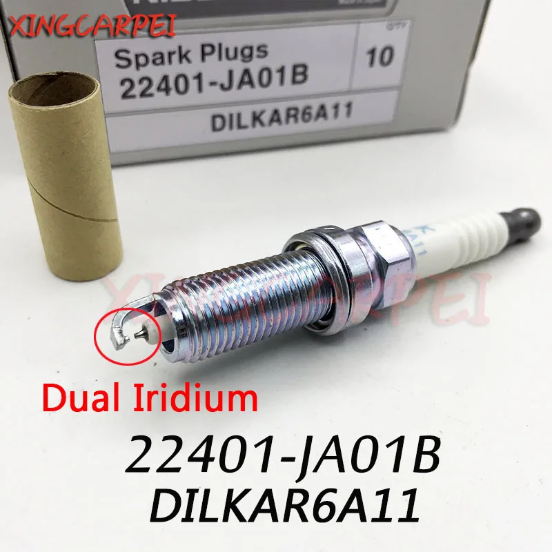 10 шт. 22401 JA01B DILKAR6A11 Dual Iridium Свеча зажигания для Nissan Altima Rogue Sentra 2,5 22401-JA01B DILKAR6A-11 автозапчасти