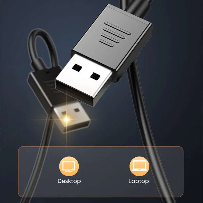 Écouteurs intra-auriculaires filaires USB de 3M de Long, avec micro, câble USB-A, mains libres, pour jeu, ordinateur de bureau, ordinateur portable