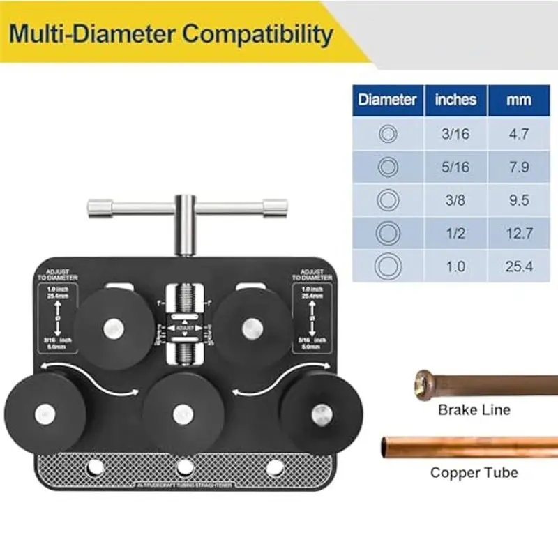 Lightweight Professional-Grade Tube Straightener For Brake And Fuel Lines, 3/16-1.0Inch Diameter, Soft Metal Compatible