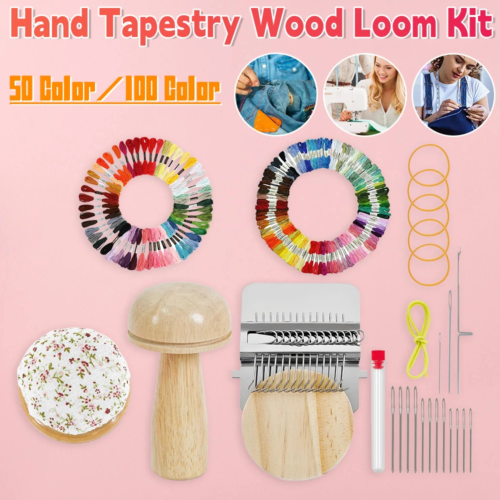 

Knitting Tools Small Frame Small Loom Hand Tapestry Wood Loom Weaving Frame Darning Machine For Mending Clothes and Jeans