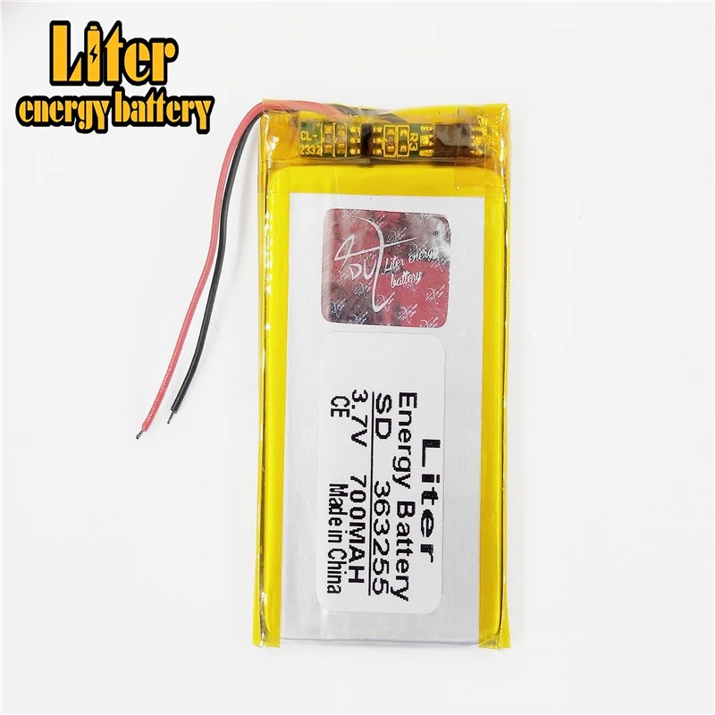 3.7V,700mAH,363255 polymer lithium ion / Li-ion battery for GPS,mp3,mp4,mp5,dvd,bluetooth,model toy