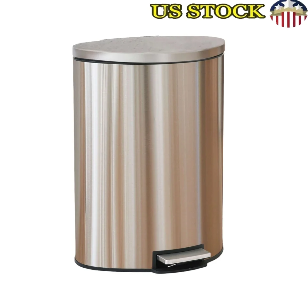 

Fingerprint Resistant Stainless Steel Step Trash Can Soft Close Lid Indoor Garbage Bin Modern Kitchen Waste Container 5 Gallon