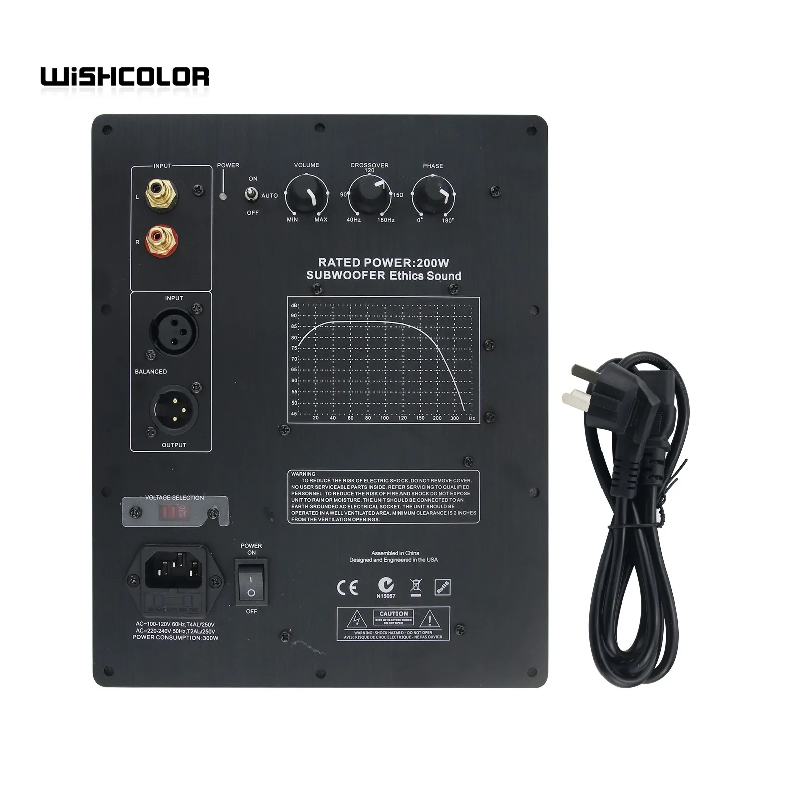 Wishcolor Theater Audiophile Subwoofer Amplifier Board Plate Amp Subwoofer Ethics Sound Rated 200W Output