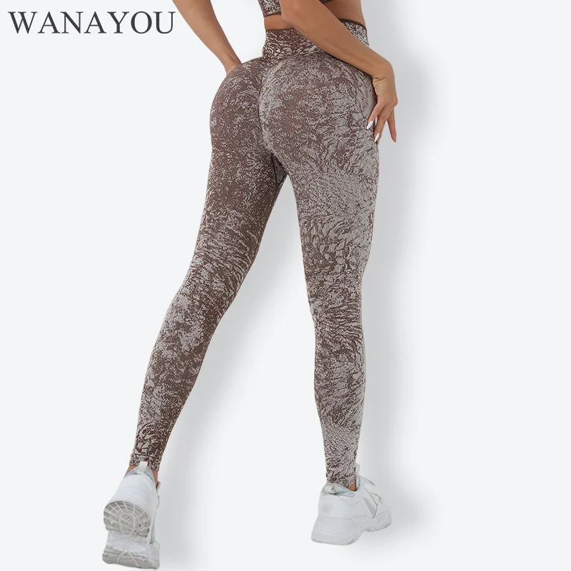 

WANAYOU Women Yoga Pants Running High Waist Sportswear Stretchy Lifting Fitness Leggings Seamless Athletic Gym Exercise Pants