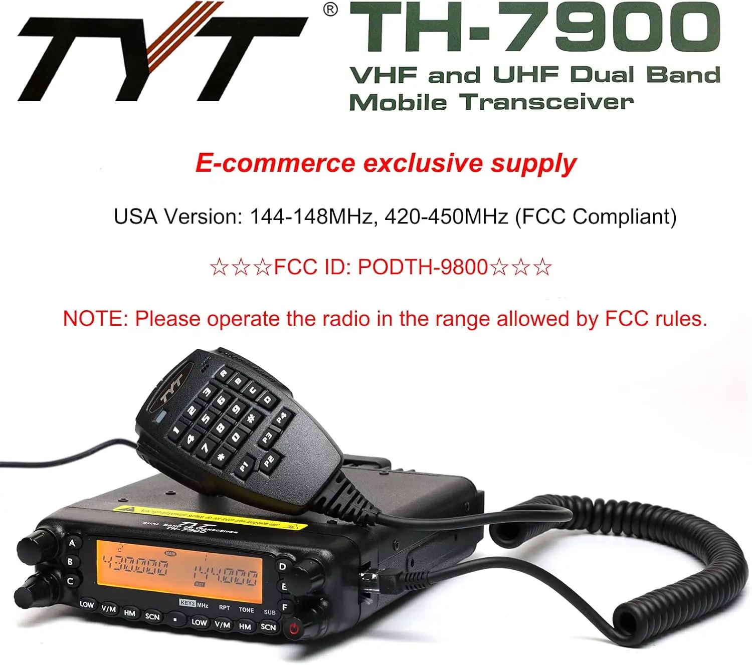 7900 Mobile Radio 50W Dual Band VHF/UHF Vehicle