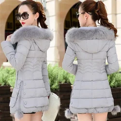 Cotton-Padded Jacket Women In Long 2023 New Autumn Winter Thickened Big Wool Collar Cotton Coat Korean Slim Cotton-Padded Coat