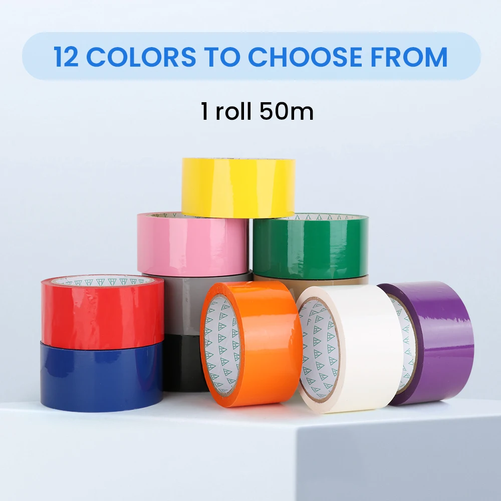 50M×48mm,48U,1 Piece of Colored BOPP Adhesive Tape for Packaging, Dust and Hair Prevention, Suitable for Factories/Homes/Schools