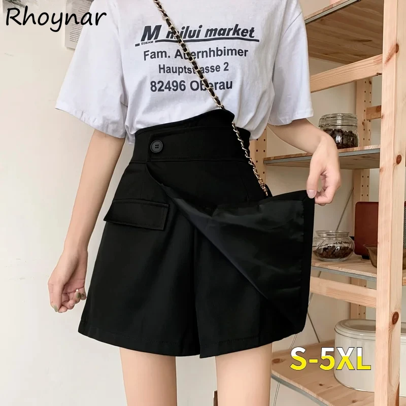 

Шорты женские стильные элегантные тонкие ампирные мини-трапециевидные брюки однотонного нестандартного дизайна широкие брюки прямые OL шорты женский