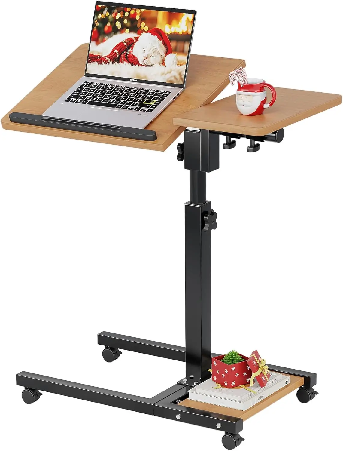 

Adjustable Rolling Laptop Desk with Tiltable Tray and Locking Wheels for Couch or Bed