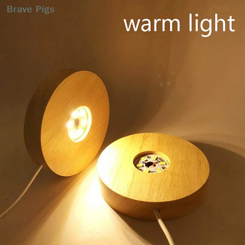 Wooden LED Light Dispaly Base Wooden Night Lamp Base LED Light Display Crystal Ball Wood Luminous Base