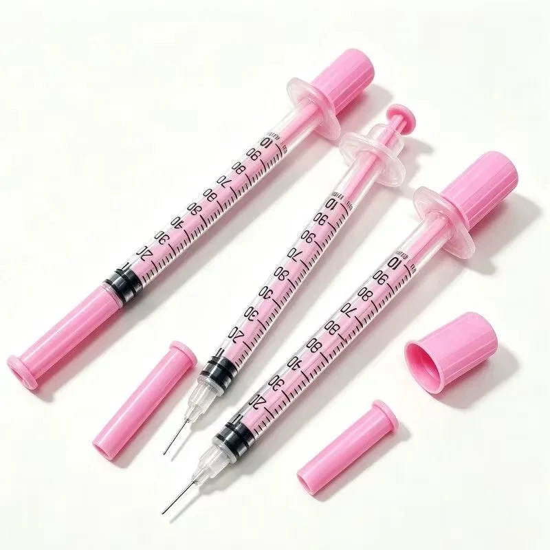 20/70/100pcs 1ml 30G*8MM/31G*8MM Syringe Pink Beauty Perfume Cosmetics Repackaging Laboratory Repackaging