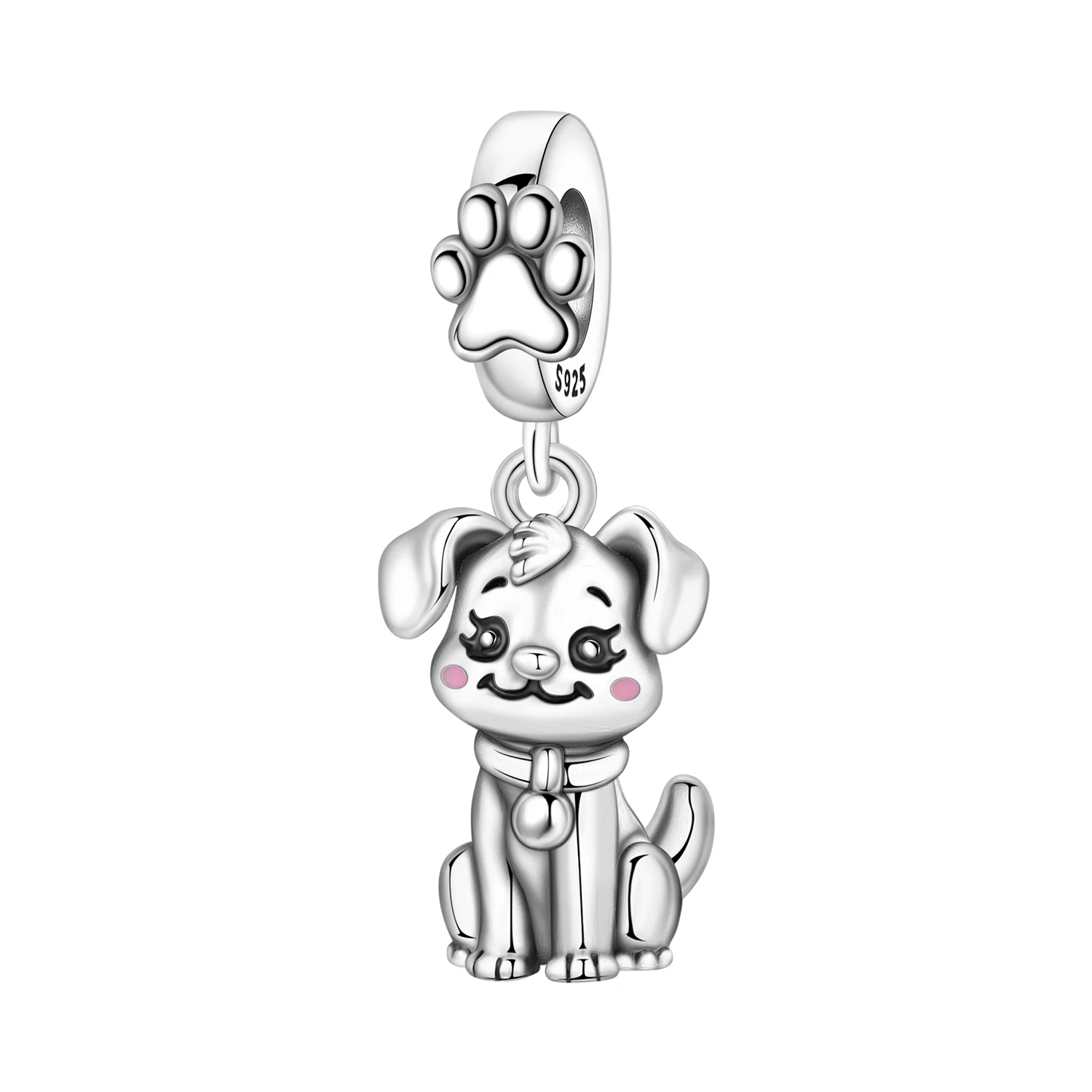 PANPOKI 925 Sterling Silver Handsome Dog Animal Pet Beads Original Pendants Bracelet Charm Jewelry Party DIY Trendy Gifts