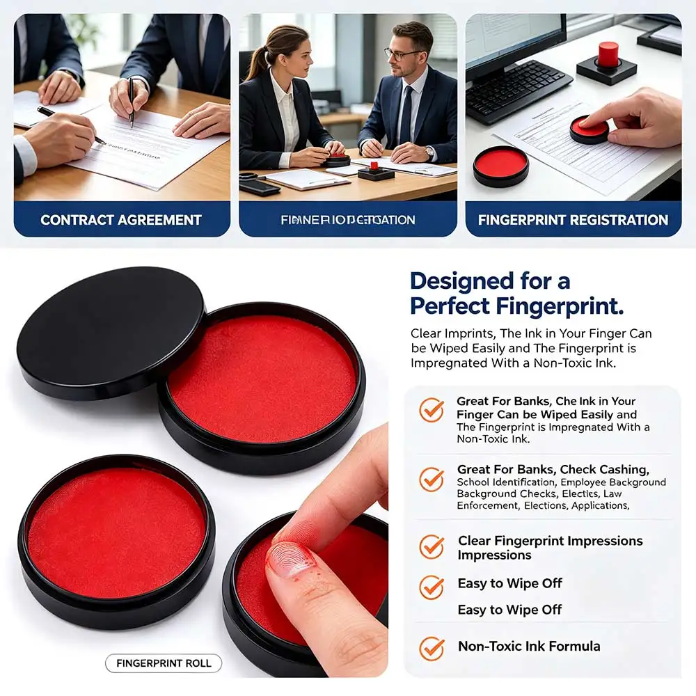 Clear Stamping Mini Fingerprint Ink Pad For Notary Anti-Fake Thumbprint Ink Pad Red Color Quick-drying Signing Inkpad Contract