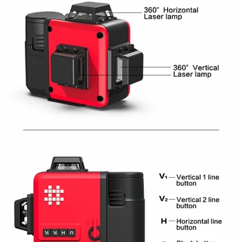 SHIJING high precision 7859E 3x360 lines green beam 3D laser level with outdoor and remote control function