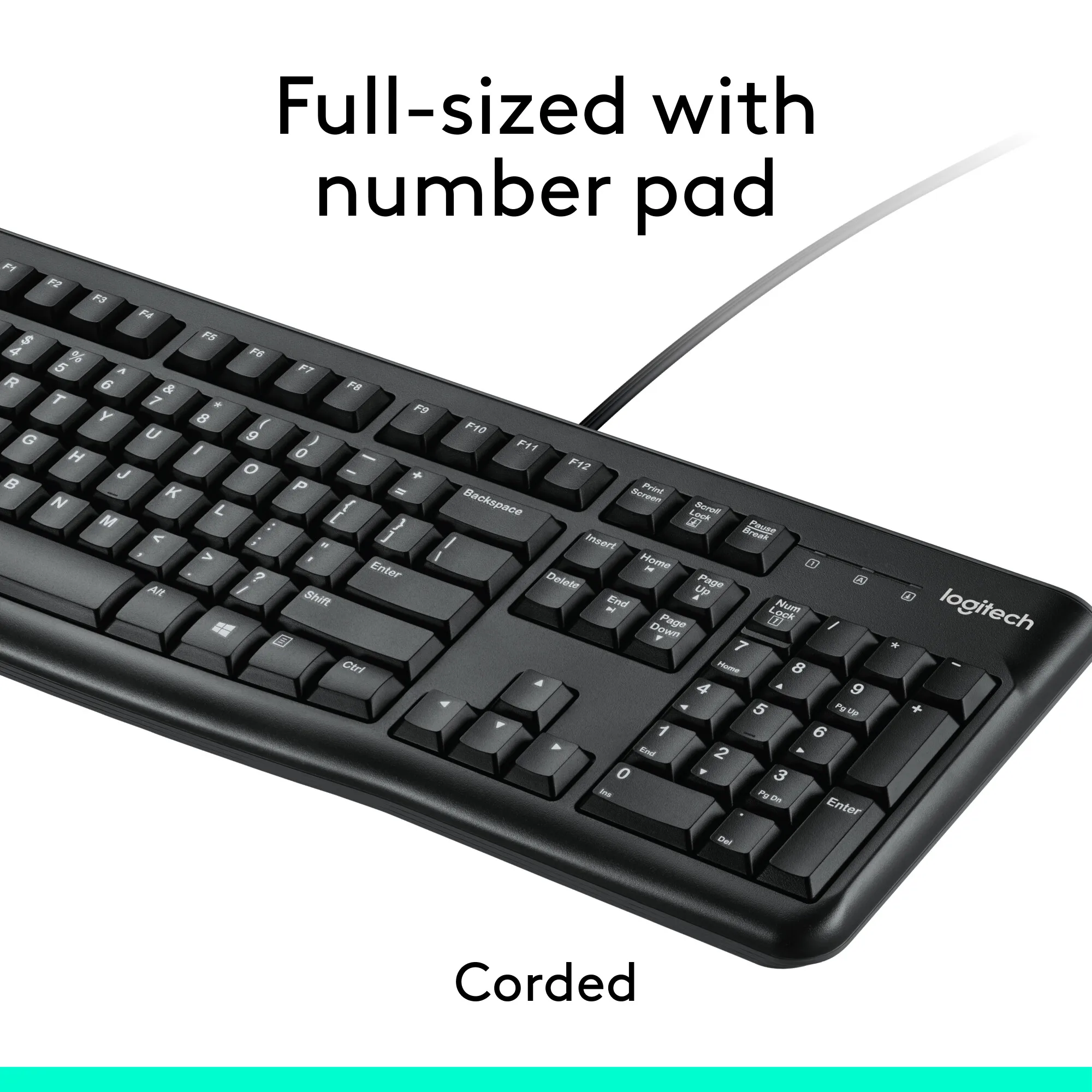 Logitech MK120 Desktop USB Wired Combo Keyboard Mouse HITAM Ukuran Penuh Pekerjaan Desain yang mudah digunakan