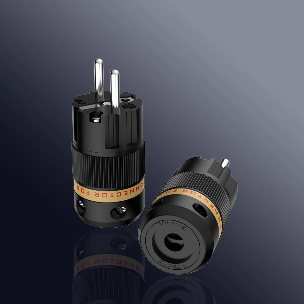 Viborg Audio Power Amplifier Power Plug Pure Copper-Silver Plated for Speakers Compatible with European & American Standards