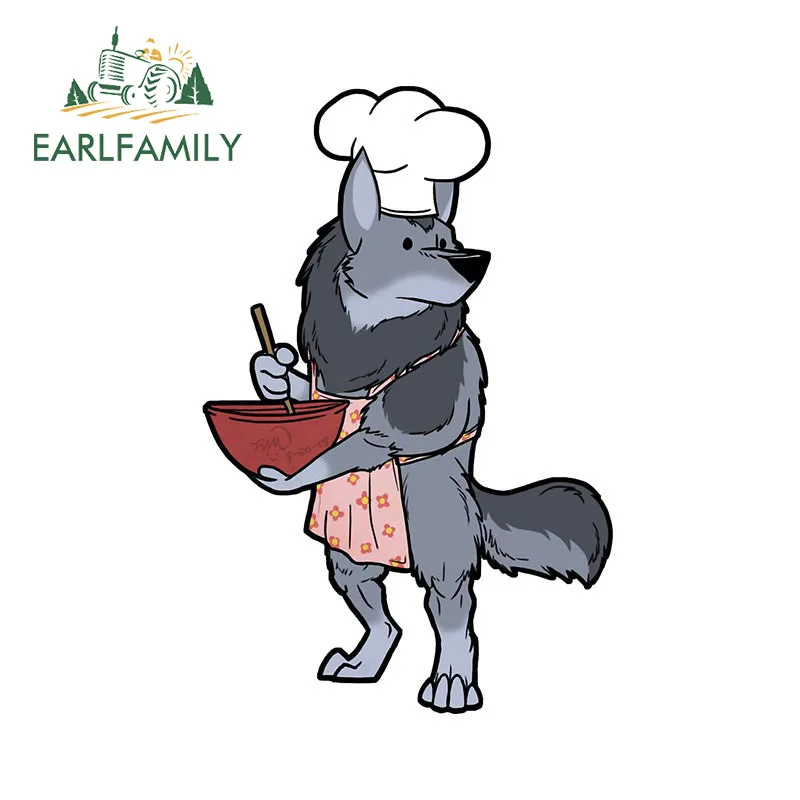 EARLFAMILY 13cm x 8.5 for Master Chef Furry Wolf Car Stickers Fashion Sunscreen Decals Windshield Waterproof Vinyl Car Wrap