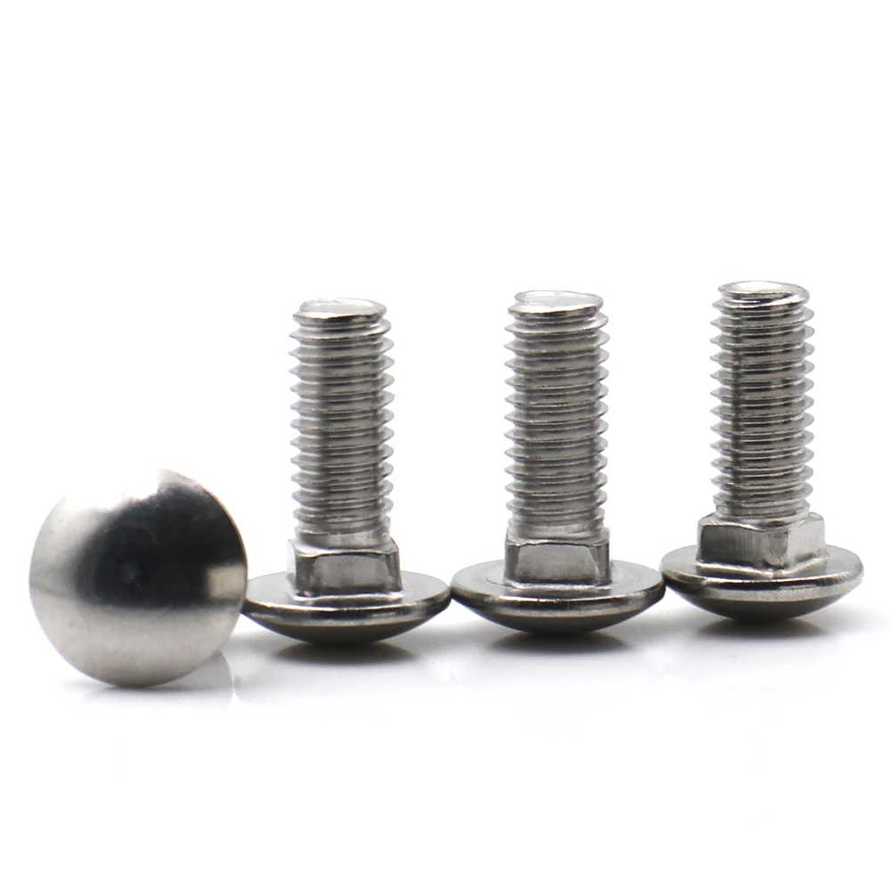 304 Stainless Steel Large Head Carriage Bolts Round Head Square Neck Bolts Shelf Fasteners M3 M4 M5 M6 M8 M10 M12