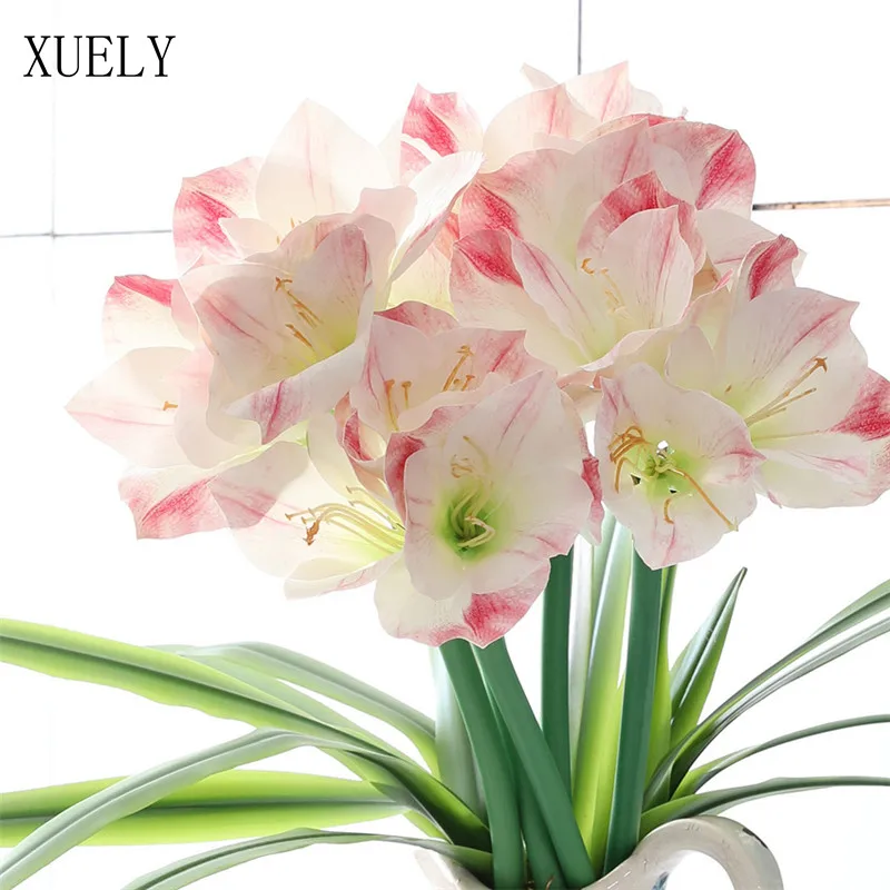 High-quality Artificial 3D Real Touch Clivia Home Christmas Fake Flower Decor fWedding Floral Arrangement Material Photo Props