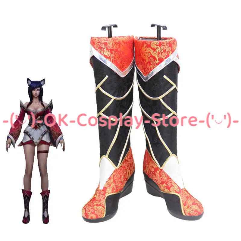 

LOL The Nine-Tailed Fox Ahri Cosplay Shoes PU Leather Shoes Halloween Carnival Boots Cosplay Props Custom Made