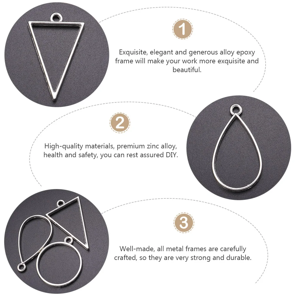 

45pcs Hollow Epoxy Pendant Silver Zinc Alloy DIY Accessories Open Bezel Pendants Necklace Bracelet Jewelry Components