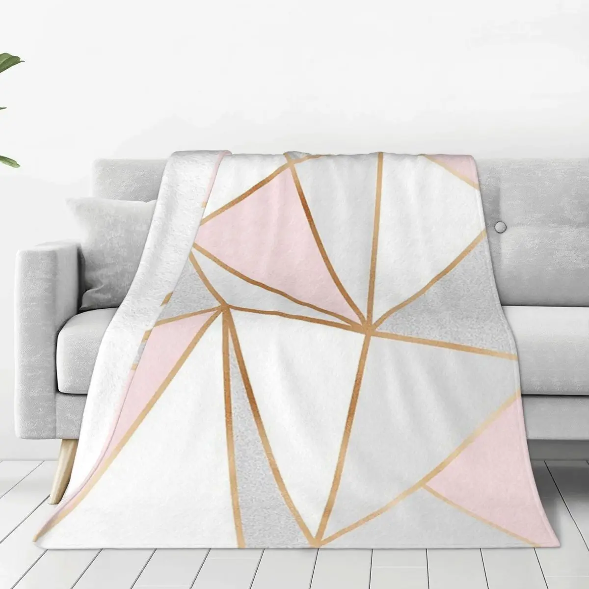 Pink, Grey And Gold Ge Blanket Flannel Breathable Sofa Throw Blankets For Home Bedroom Travel Throws Bedspread Quilt