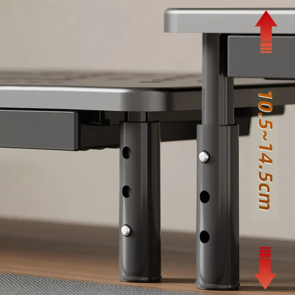 Supporto per laptop con regolazione dell'altezza a 3 livelli Supporto per monitor per computer Supporto per monitor ventilato in acciaio laminato a freddo con cassetto per ufficio