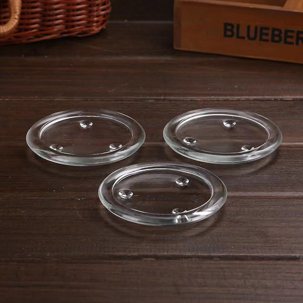 

5Pcs Small Glass Dish Holder Tray for Scented Candles Round Plate Decorative Home Wedding Table Centerpiece