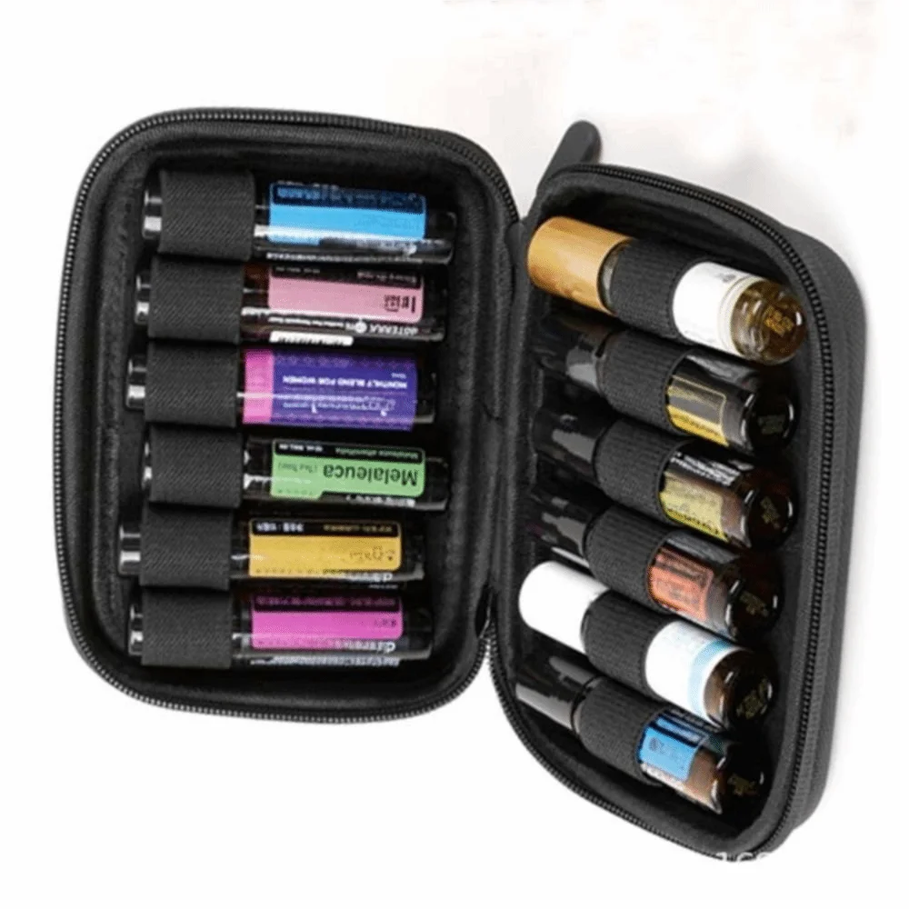 

12 Slots Essential Oil Case Shockproof 10ML Capacity Aromatherapy Storage Bag Hard Shell Moisture-proof Box Roller Bottles
