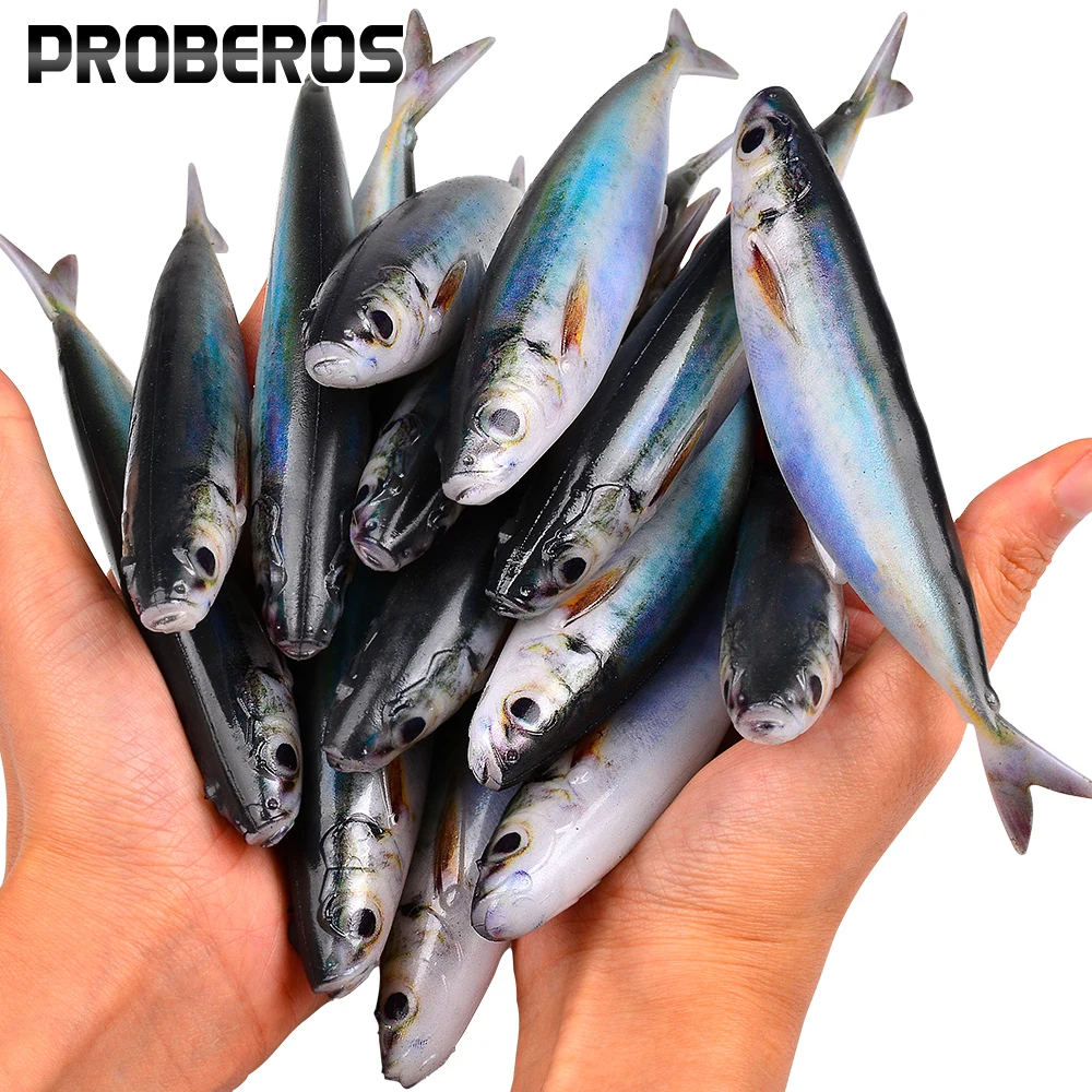 PROBEROS Leurres de pêche en eau de mer pour thon et saumon, appâts souples artificiels réalistes pour maquereau, 3 pièces/sac, leurres coulants et nageurs ﻿