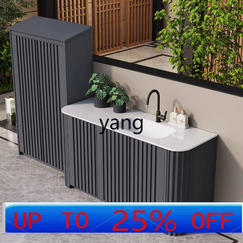 

LH aluminum alloy outdoor grille locker villa courtyard hot curved basin integrated sink