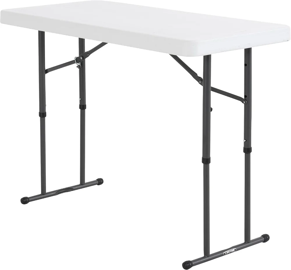 Commercial Height Adjustable Folding Utility Table, 4-Foot, Durable and Easy to Clean