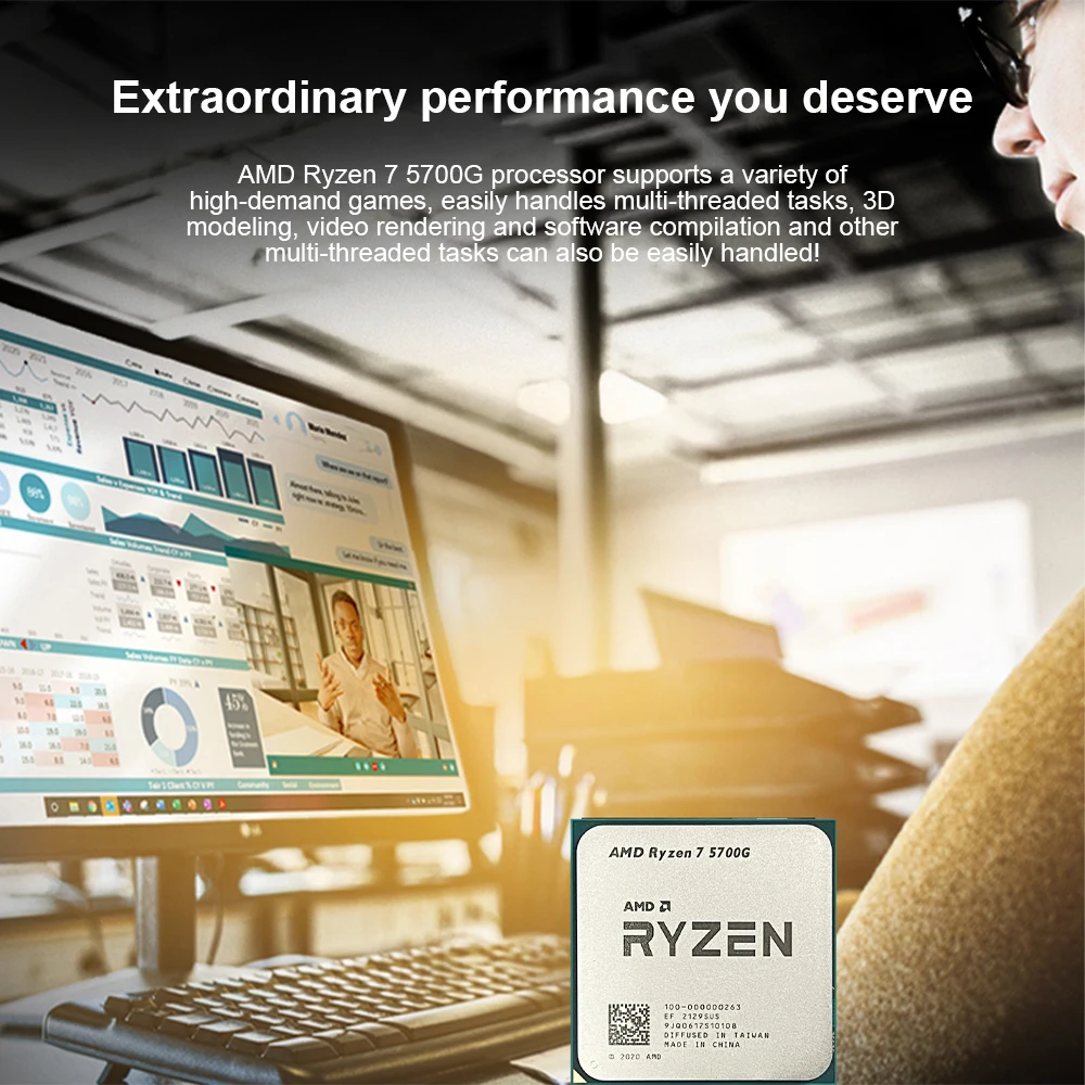 AMD Ryzen 7 5700G 3.8GHz Base Clock 8-Core 16-Thread Desktop Processor CPU, AM4 Socket, AMD Radeon Graphics, No Heatsink Fan image 5