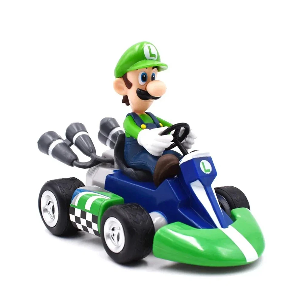 Mario Pull Back Car Anime Cartoon Mario Luigi Yoshi Princess Peach Donkey Kong Toad Bowser Koopa Kart PVC Figure fun Toys Gift