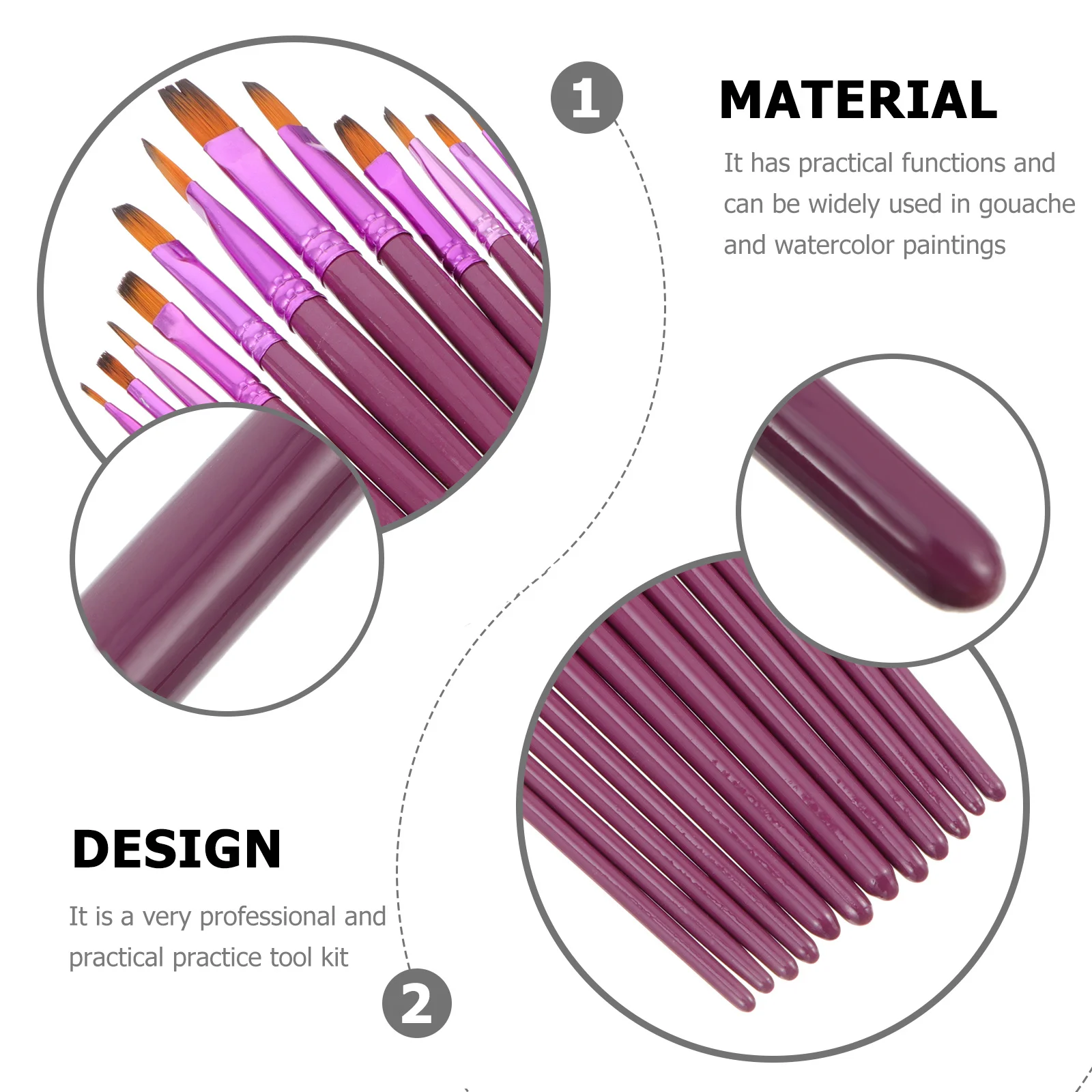 مجموعة فرش فنية مكونة من 12 قطعة من فرش الرسم بالألوان المائية من الخشب الطبيعي مع أطراف مسطحة لرسم الحرف اليدوية والرسم الزيتي #4