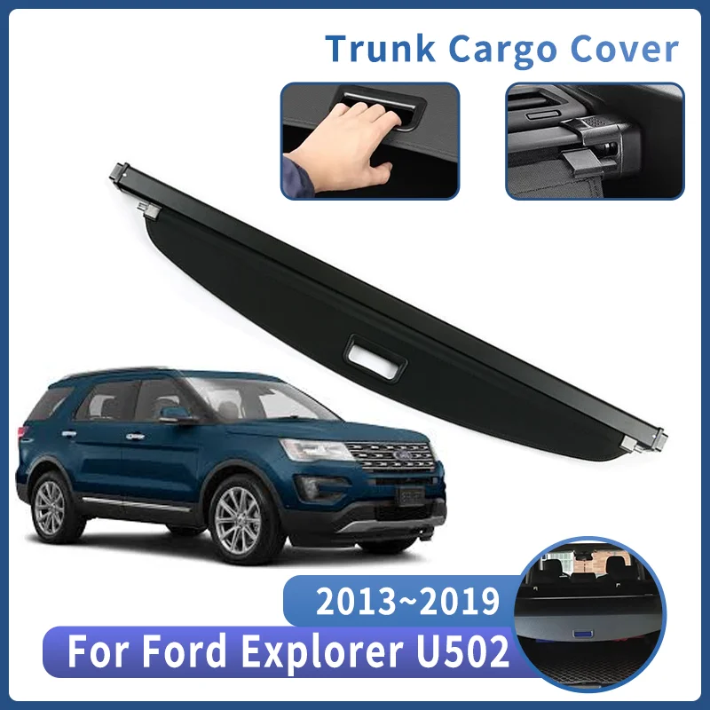 Car Trunk Bracket For Ford Explorer U502 2013~2019 2014 2016 Rear Trunk Cargo Cover Retractable Curtain Partition Accessories