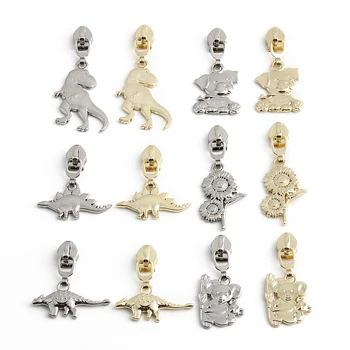 5 Stück zwei Seiten 5 # Nylon T-Rex, Koala Form Metall Reiß verschluss Schieber für Kleider taschen Geldbörse Reiß verschluss Kopf DIY Näh zubehör