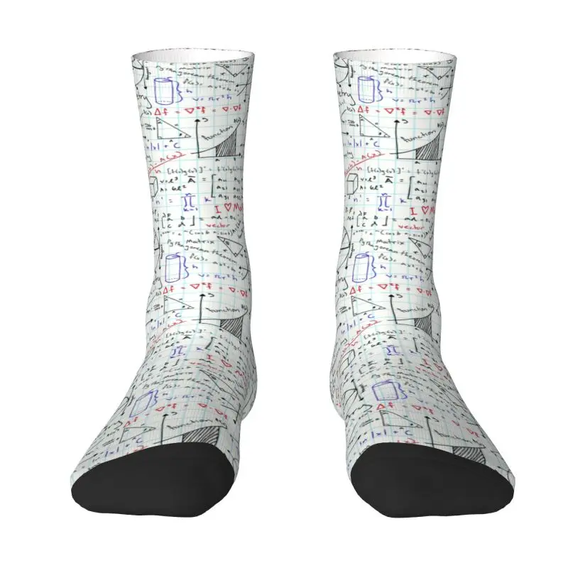 

Cool Printed Math Homework Socks for Men Women Stretch Summer Autumn Winter Geek Teacher Gift Crew Socks