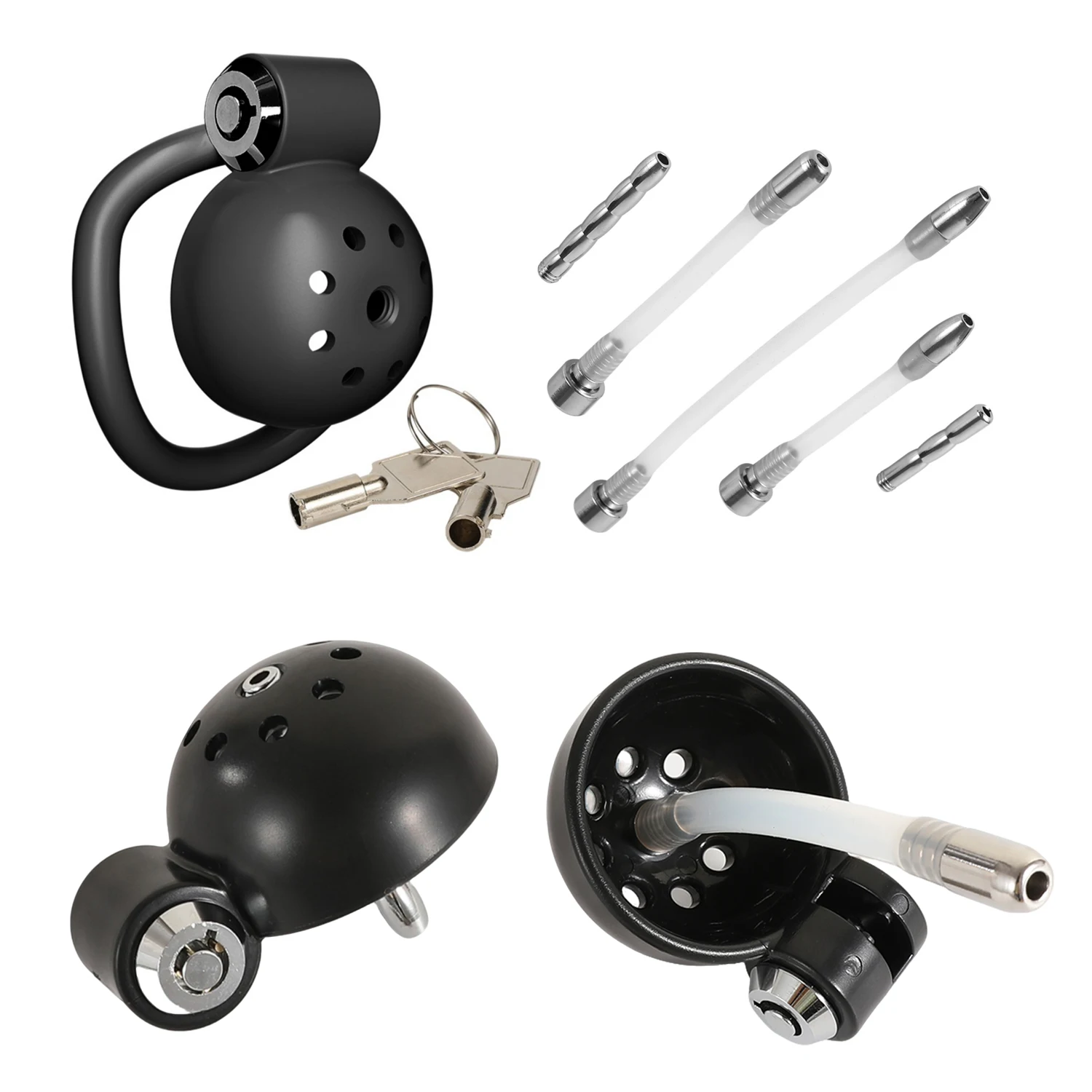 ABS Male Chastity Cage with Urethral Sounds Anti Pinch Hidden Lock Invisible Kit for Adult Men Fetish Play Cock Cage BDSM Device