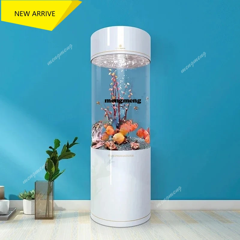 

New Fish Tank Cylinder Small and Medium-Sized Living Room Home Acrylic White Aquarium