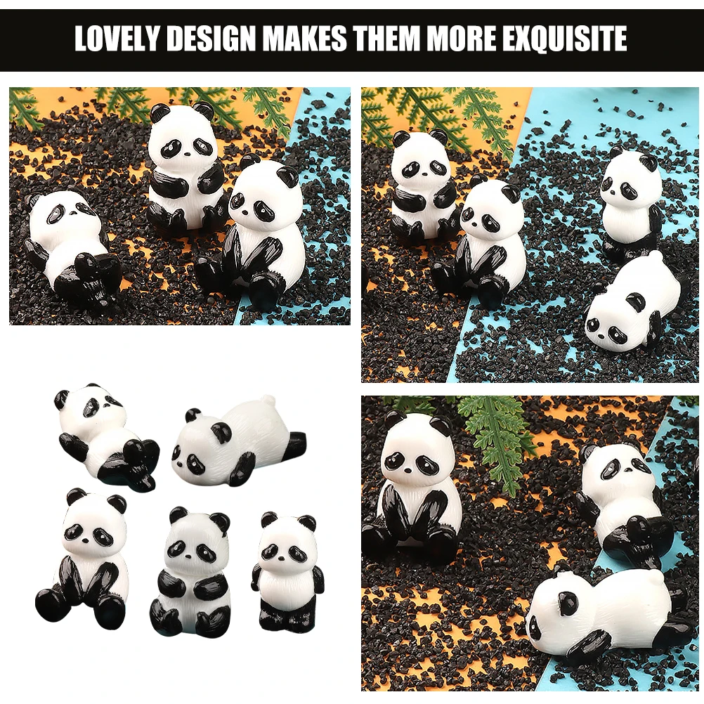

10 Pcs Decorate Micro Landscape Animals Ornament Pandas Resin Adorable Miniature Figures