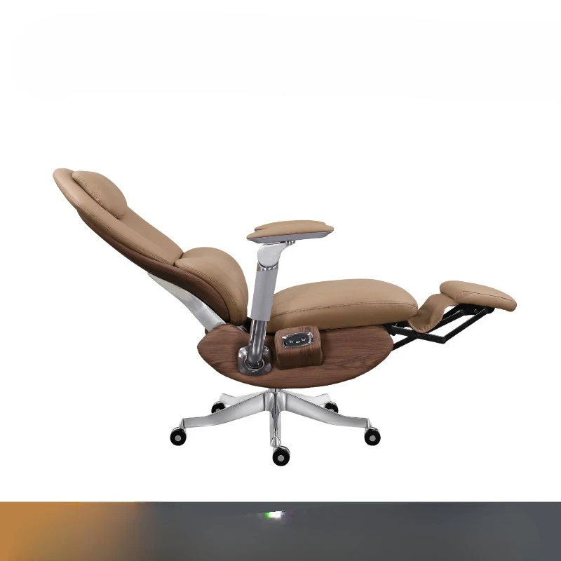 Smart electric leather reclining boss chair, advanced ergonomics, home office game chair sedentary massage