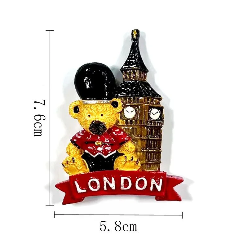 3D Resin Refrigerator Magnet - London Bear and Big Ben - Souvenir from the UK - Perfect Home Decor
