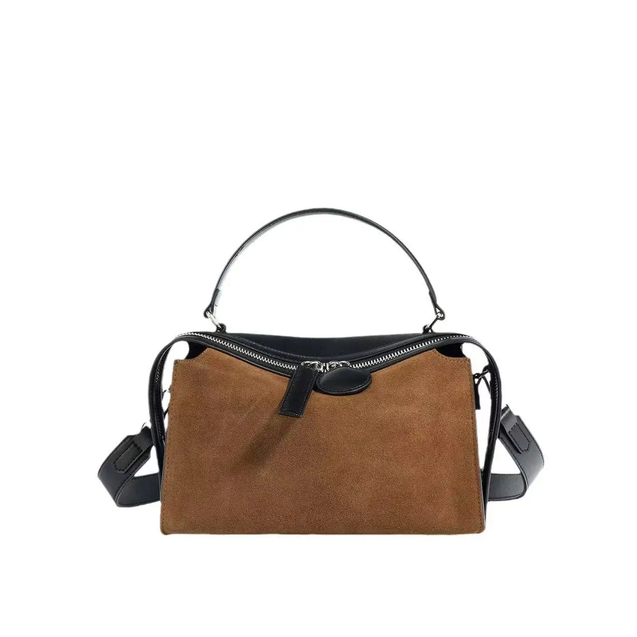 2024 New Light Luxury Boston Bag Fashion Sophistication Cowhide Leather Women\'s Frosted Handbag Ladies Simple Shopping Pack