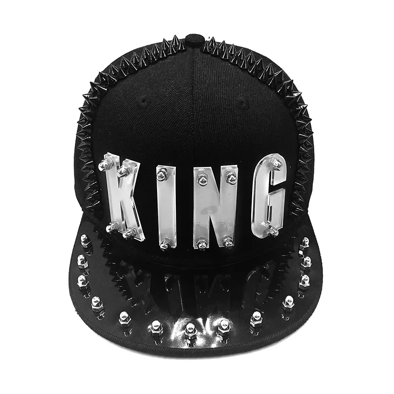 Man Cap Gold KING Hip Hop Logo PU Leather Baseball Cap Casual Unisex Belt Buckle Snapback Hats Men Black Red Gold