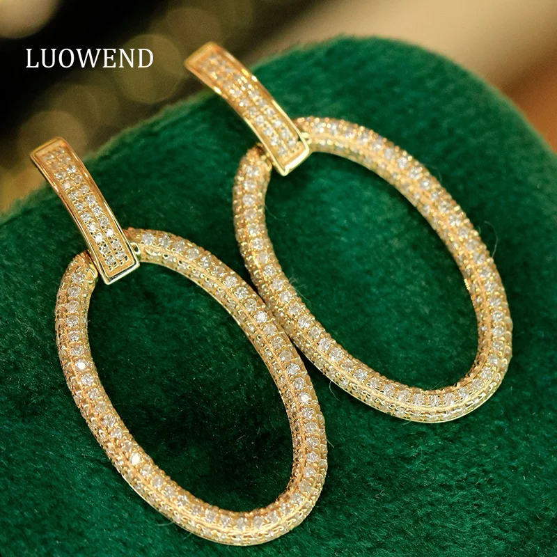 

Серьги LUOWEND из 100% белого/желтого золота 18 карат, элегантный стиль, серьги-капли из настоящего натурального бриллианта 0,90 карата для женщин, ювелирные украшения