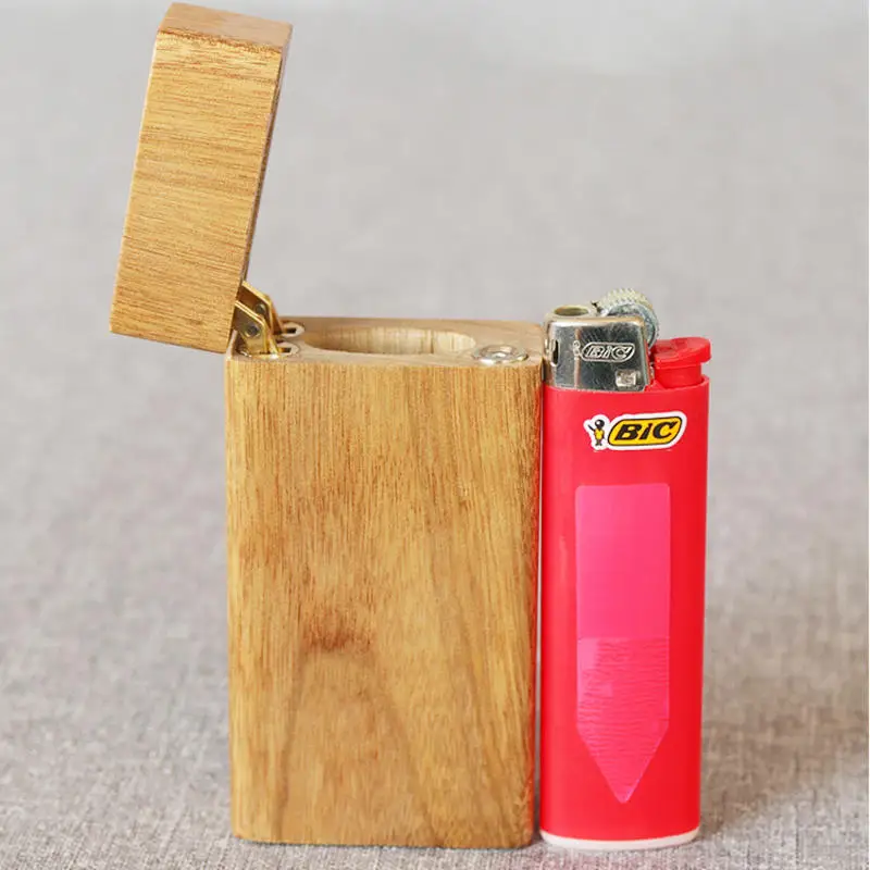 Wooden Lighter Shell Hollowed Out Hinge For BIC J3 Disposable Gas Lighter 84*40*20MM