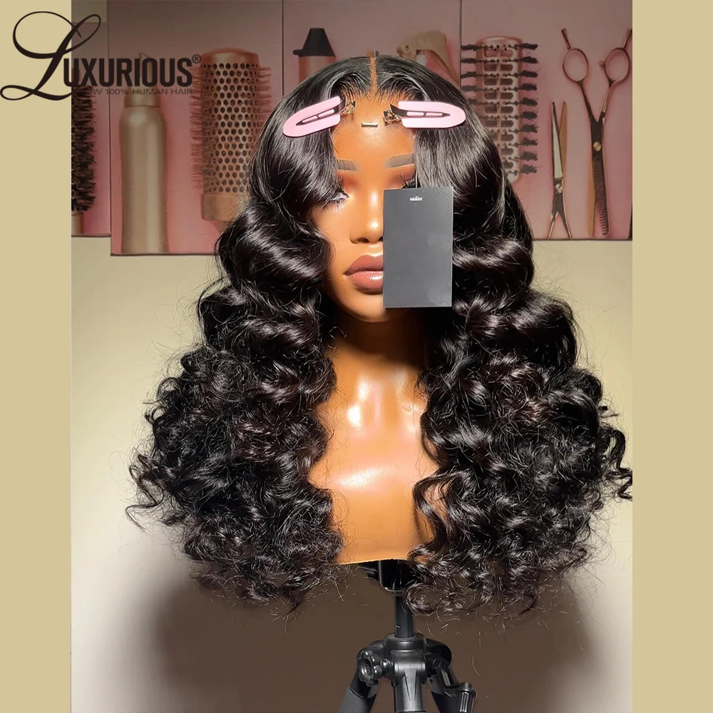 Gorgeous Loose Deep Wave Lace Frontal Human Hair 13x4 13x6Lace Front Wig Human Hair Natural Black Color Body Wave Wig Preplucked