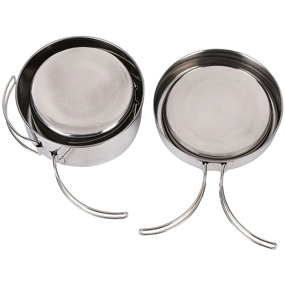 

Stainless Steel Cookware Set Lightweight Camping Pot Outdoor Gear Portable Kitchen Utensils Non Stick Cooking Tools Durable